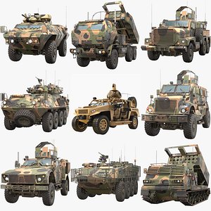 American Wheeled And Tracked Military Vehicles 9 in 1 PBR Vol 2 3D model