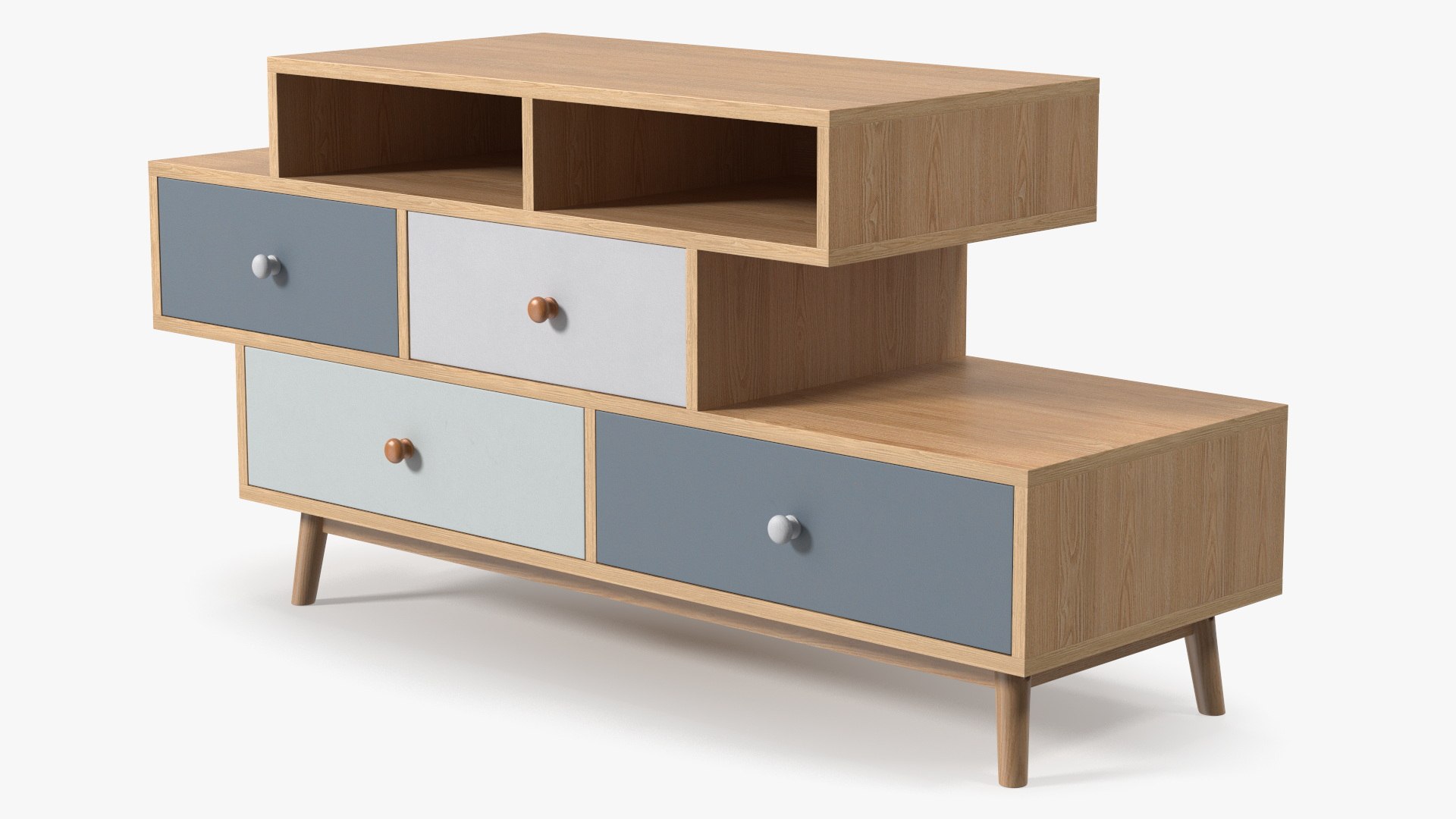 4 Drawer Sideboard Brown Irvine 3D model preview