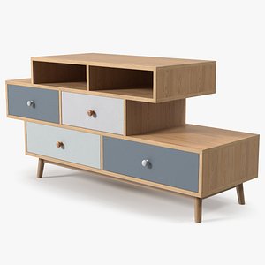 4 Drawer Sideboard Brown Irvine 3D model