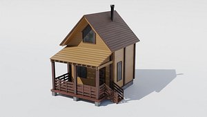 3D Low Poly Wood Home model