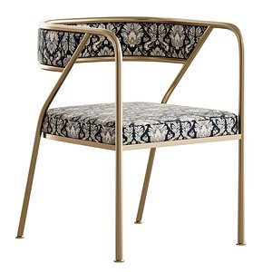 Dining Room Glam Chair Gold Legs Velvet Arm Chair 3D