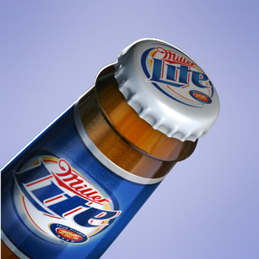 miller lite beer bottle 3d model