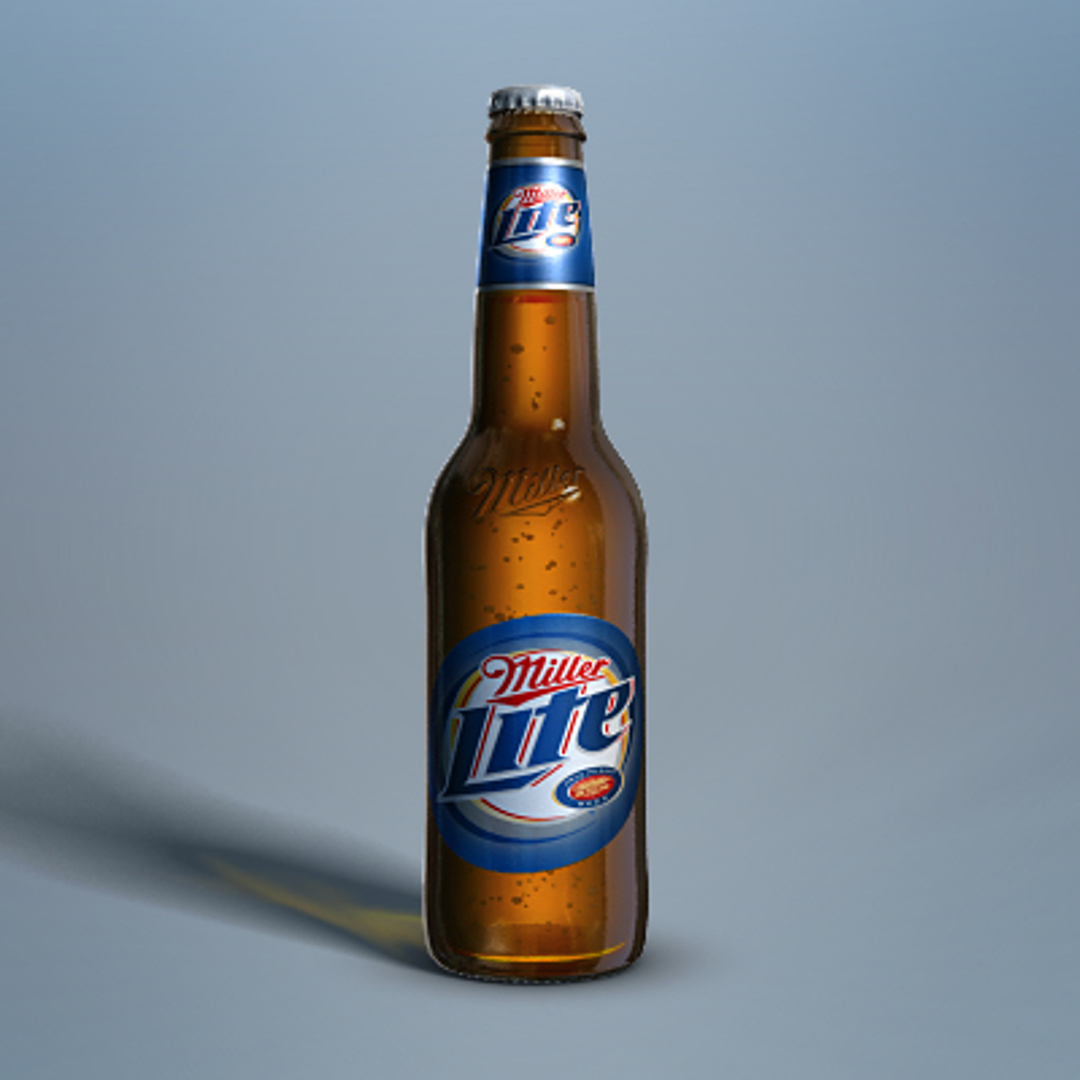 miller lite beer bottle 3d model
