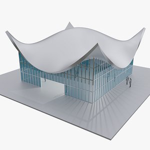 3D Wavy Roof Pavillion 01 Square model