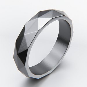 Faceted Geometric Metal Ring - Modern 3D Print Ready Design