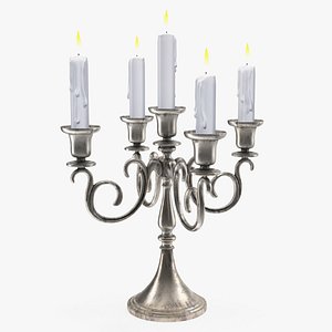 silver candlestick candles model