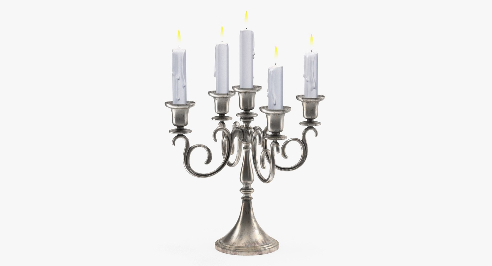 Silver Candlestick Candles Model TurboSquid 1307483