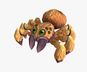 low-poly cartoon spider obj