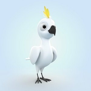 3D Yellow Crested Cockatoo model