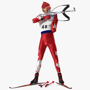 Biathlete Fully Equipped Canada Team Rigged for Maya