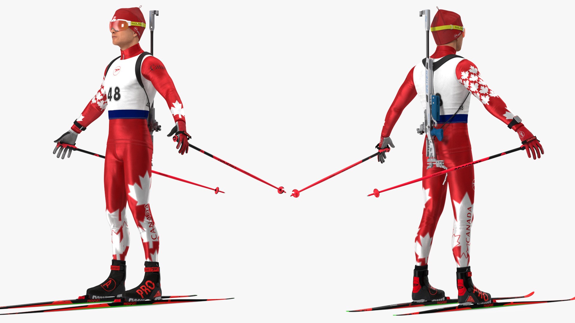 Biathlete Fully Equipped Canada Team Rigged for Maya 3D model preview