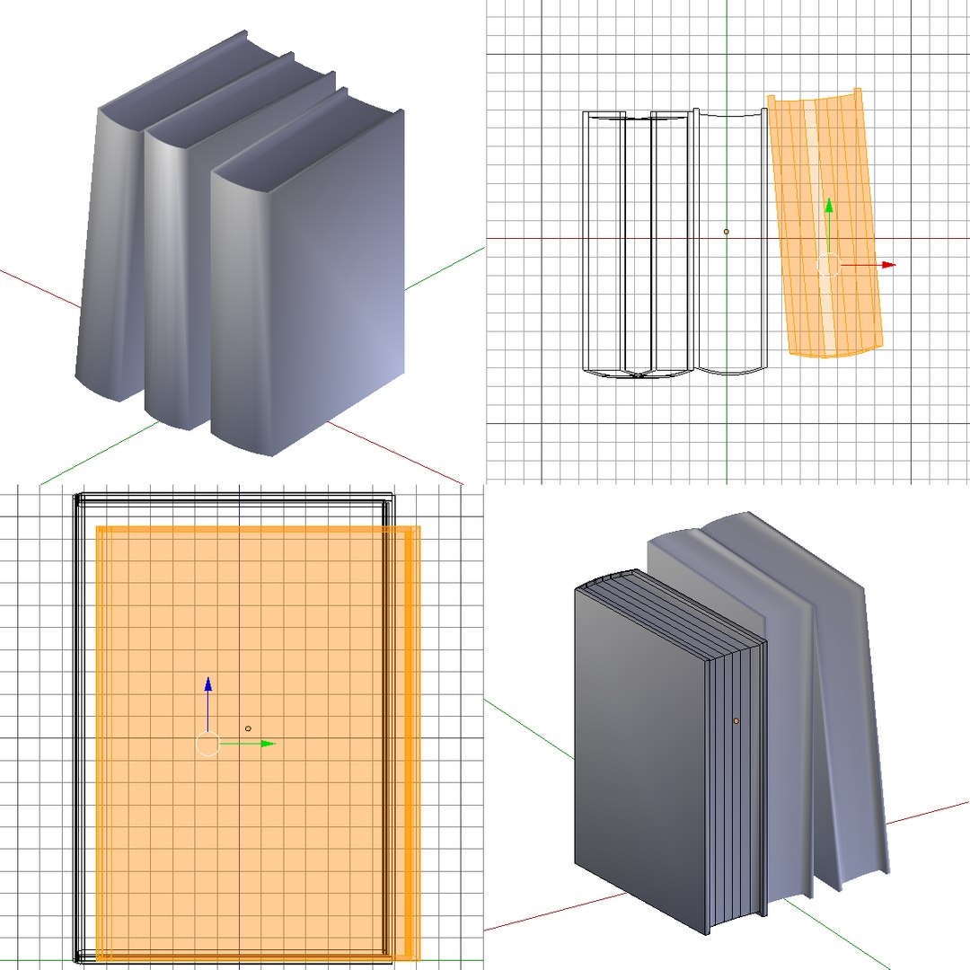 realistic books modeled 3d model