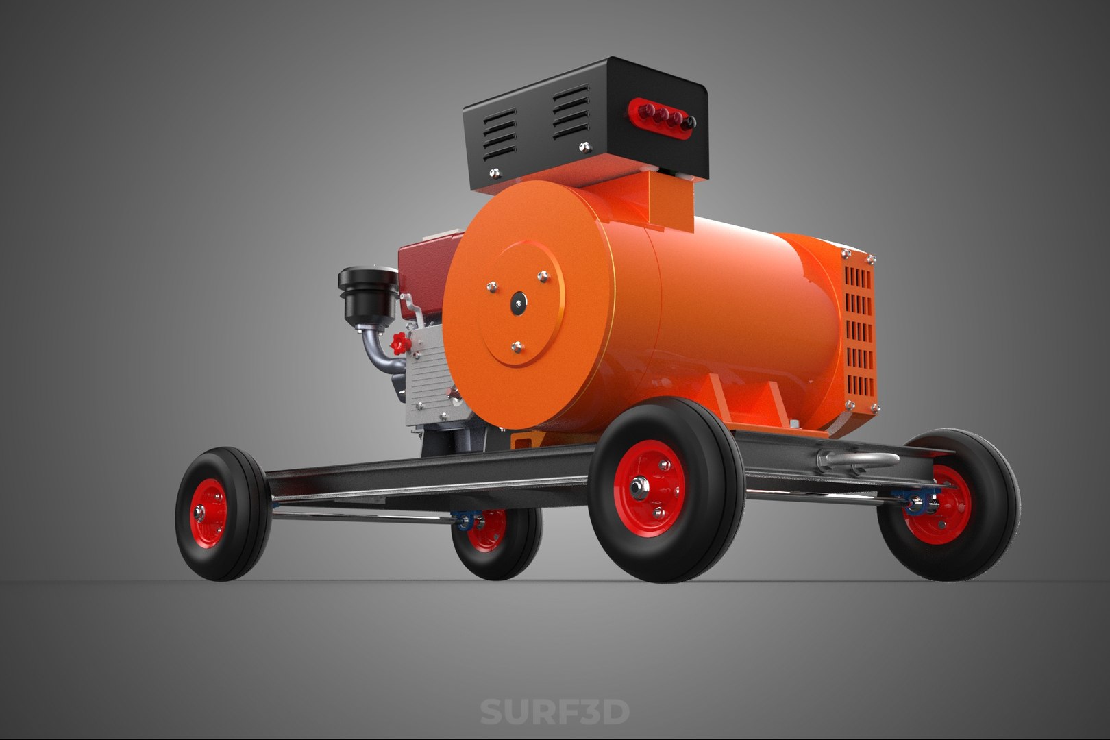 3D PORTABLE WHEELED DIESEL ENGINE POWER GENERATOR SET GENSET MOTOR ...