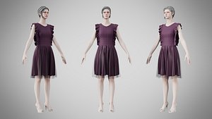 Dress 20 Grape 3D model