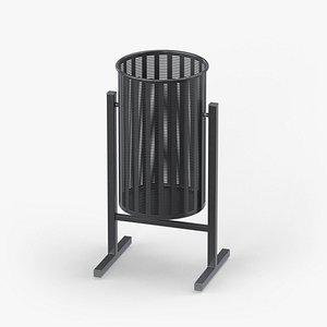 Outdoor Perforated Metal Trash Bin 05
