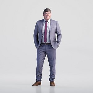 3D People Man Mark 1833 Business Suit Standing Low poly