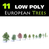 Set of 11 Low Poly Trees