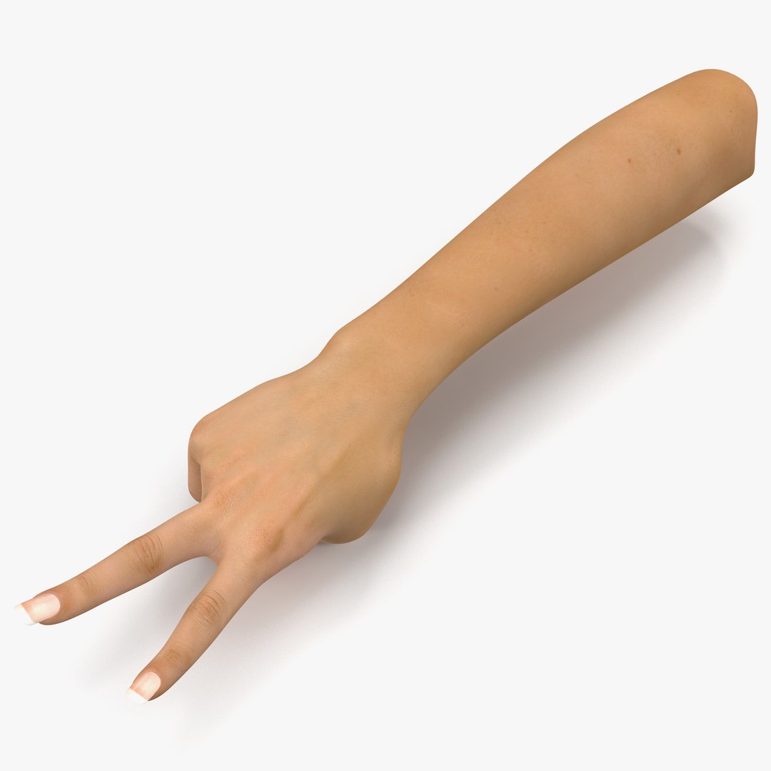 Female Hand Peace Gesture 3D model preview