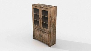 Realistic Weathered Wooden Showcase Cabinet