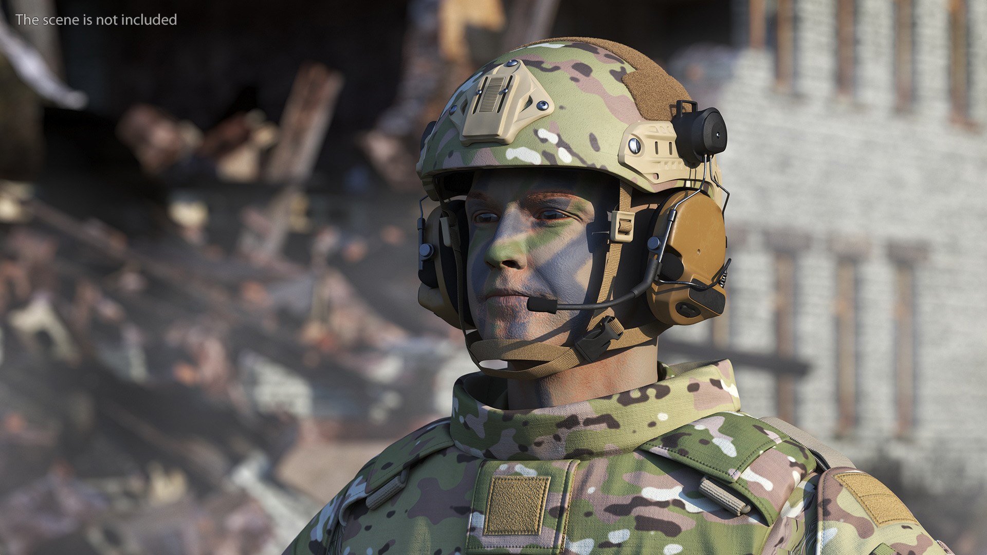 3D Military Soldier In Green Camo A-pose Fur - TurboSquid 2259422