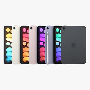 3D Apple iPad mini 2021 6th Generation All Color with Pencil