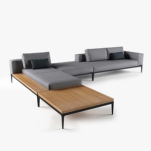 3d coffee table grid sofa model