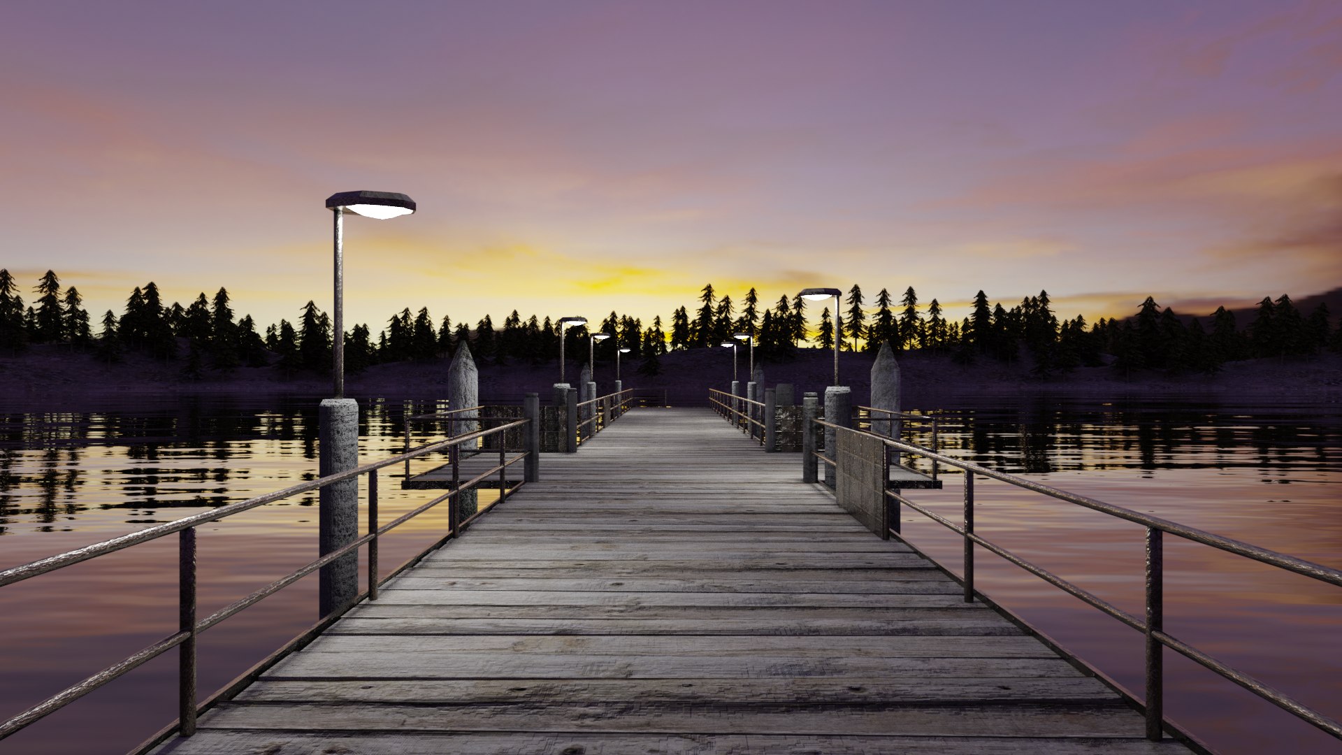 3D Scene Bridge Tree Railing - TurboSquid 1663823