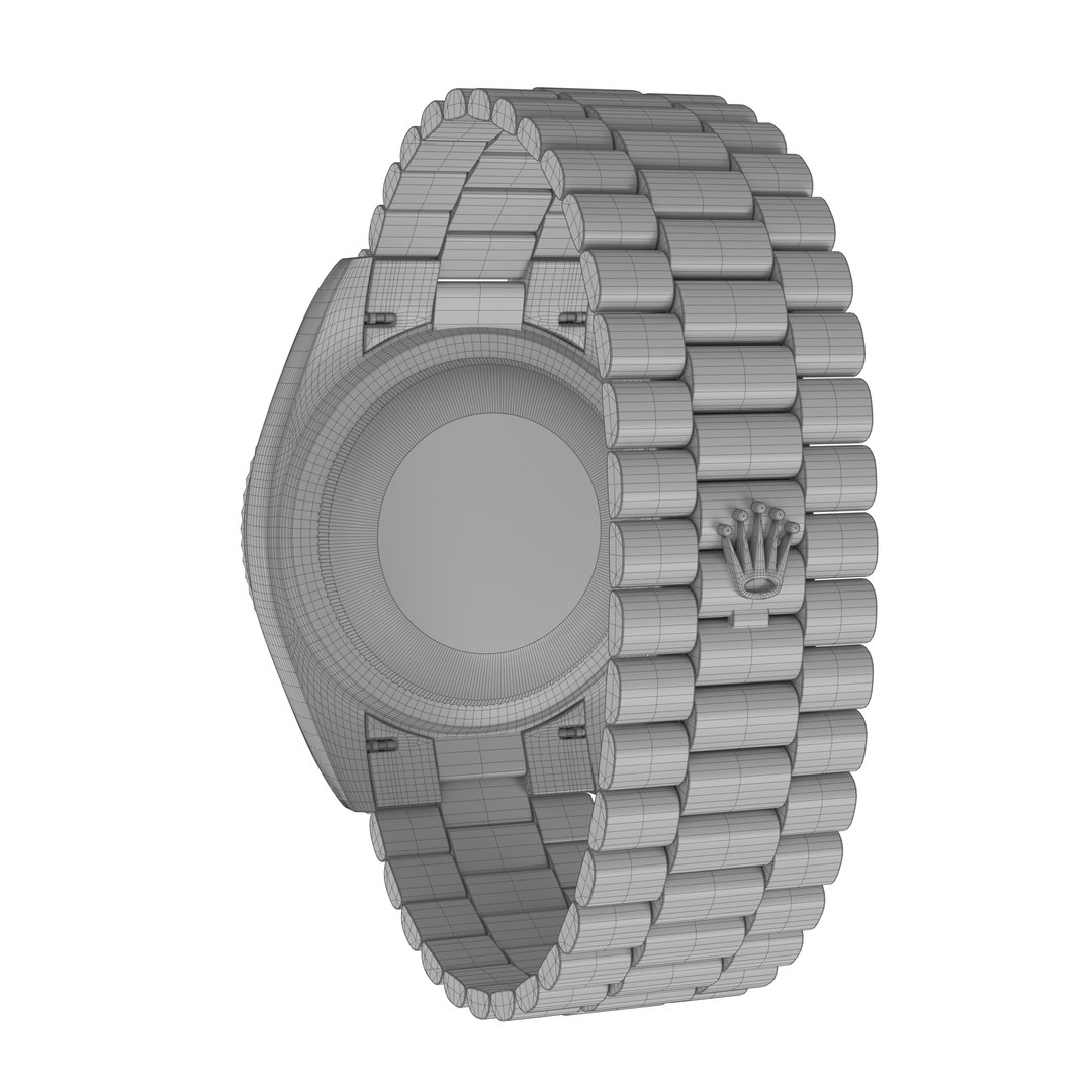 3D ROLEX DAY DAYTE WHITE GOLD ON WHITE DIAL model - TurboSquid 2114958