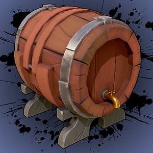 3D Stylized Wooden Barrel GameReady Asset model
