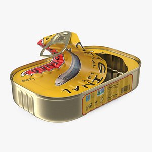 Half Open Empty Rectangular Sardine Tin Can