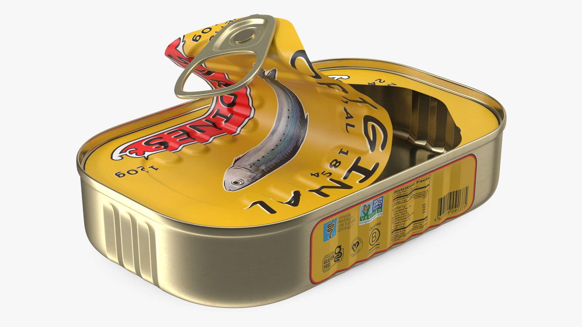 Half Open Empty Rectangular Sardine Tin Can 3D model preview