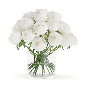 bouquet white roses flat glass 3d max