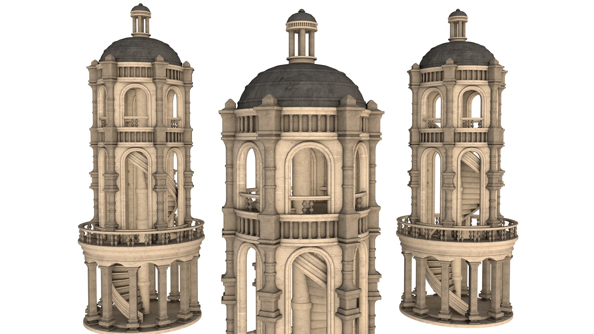 3D Renaissance Tower Model - TurboSquid 1997666