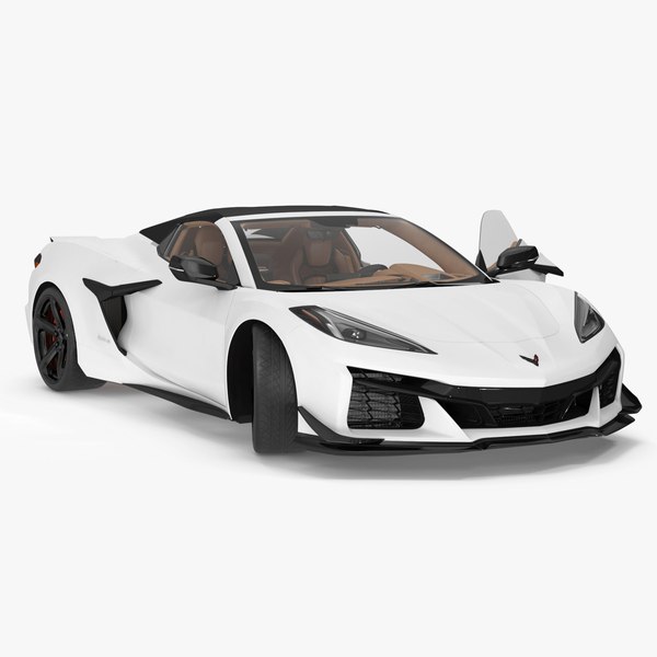 3D White 2023 Chevrolet Corvette Z06 Rigged