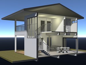 3D House in section cut 25-62