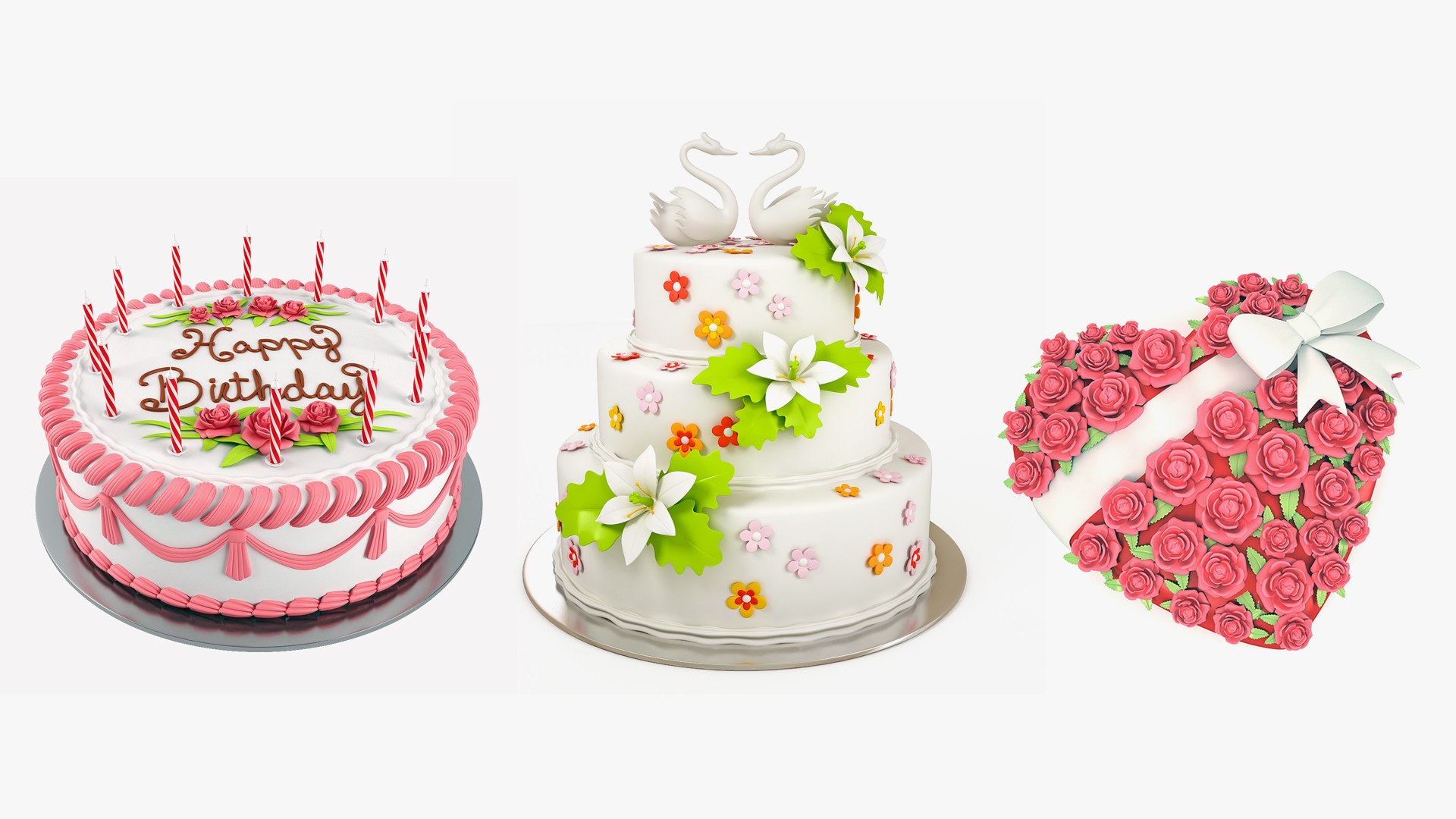 3D Cake collection https://p.turbosquid.com/ts-thumb/B8/q1rJKx/tC/2/jpg/1737737529/1920x1080/fit_q87/630326d7f06d2fc18817de97c4e5e6334ab6cb7a/2.jpg