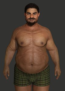3D AAA 3D REALISTIC OVERWEIGHT AFRICAN MALE CHARACTER -OLD FAT BODY model