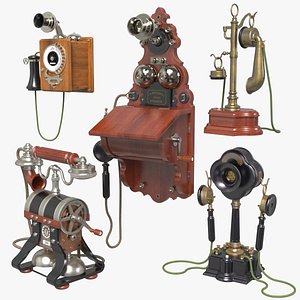 Antique Phones Set 3D model