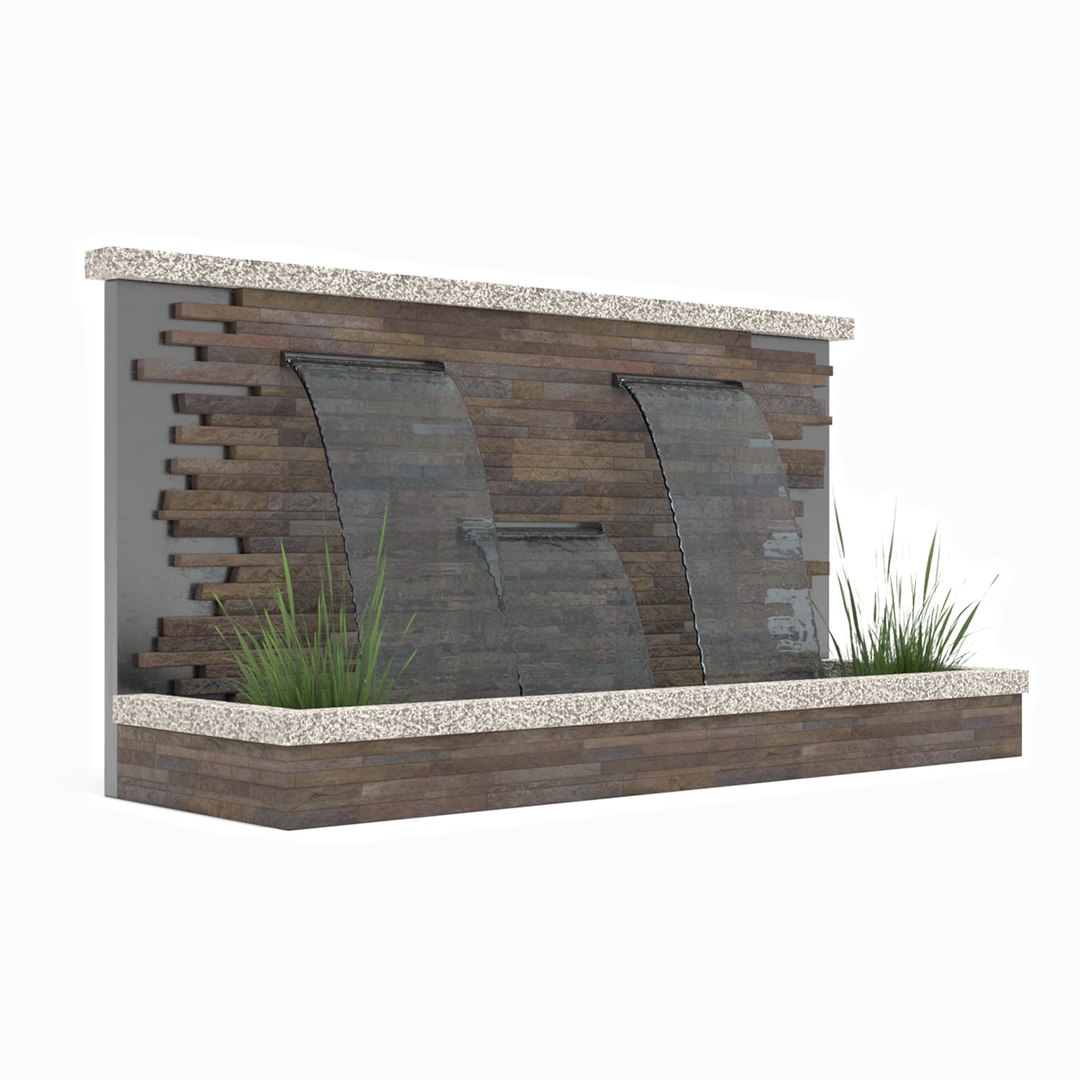 Fountain Stone Wall model TurboSquid 1924976
