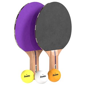 table tennis paddle purple with balls