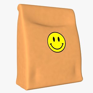 3D model Paper Lunch Bag with Smiley Face