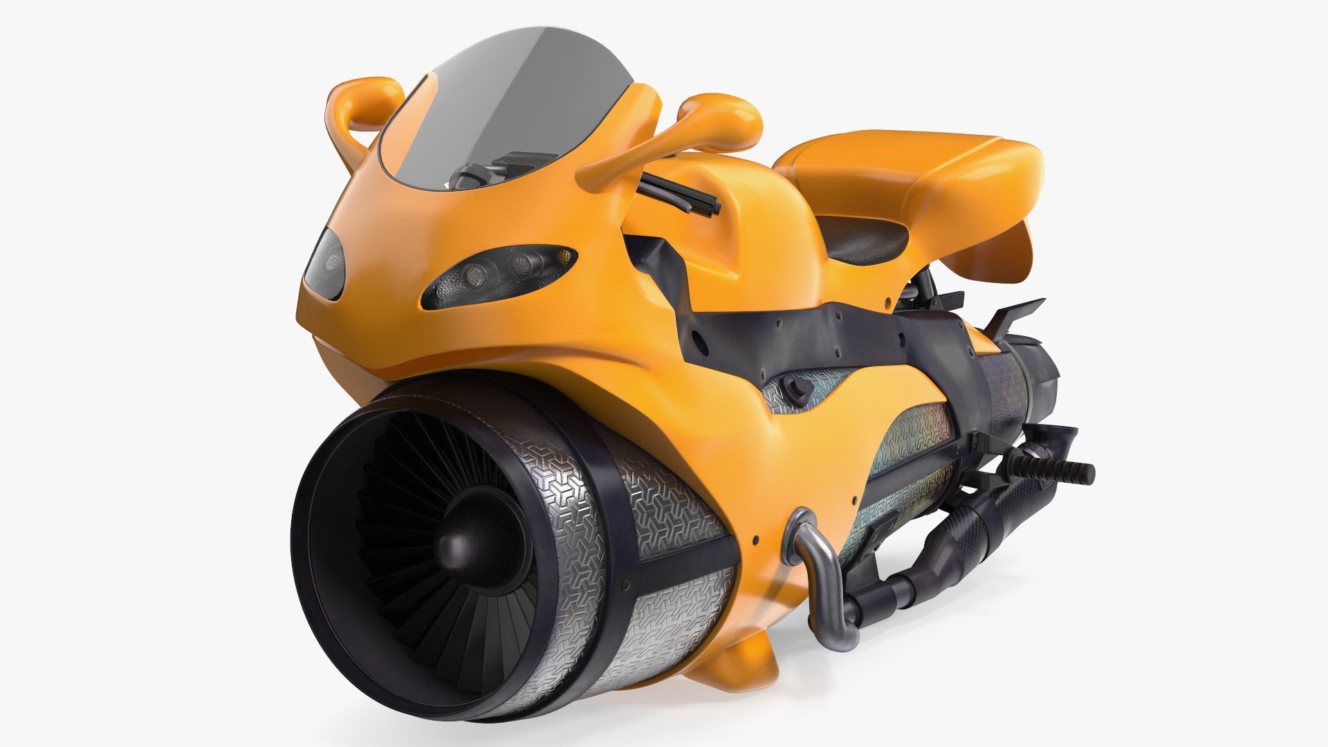 Futuristic Concept Motorcycle Yellow Rigged 3D model preview
