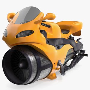 Futuristic Concept Motorcycle Yellow Rigged