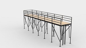 3D wooden Scaffolding 2 3D model model