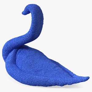 Designer Towel Blue Swan with Folded Wings Fur