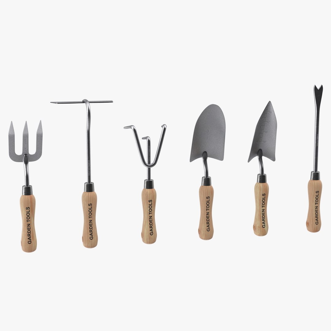 Garden Hand Tools Set 3D model preview