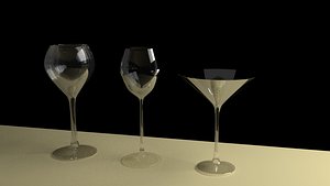 glasses set - cocktails 3D model