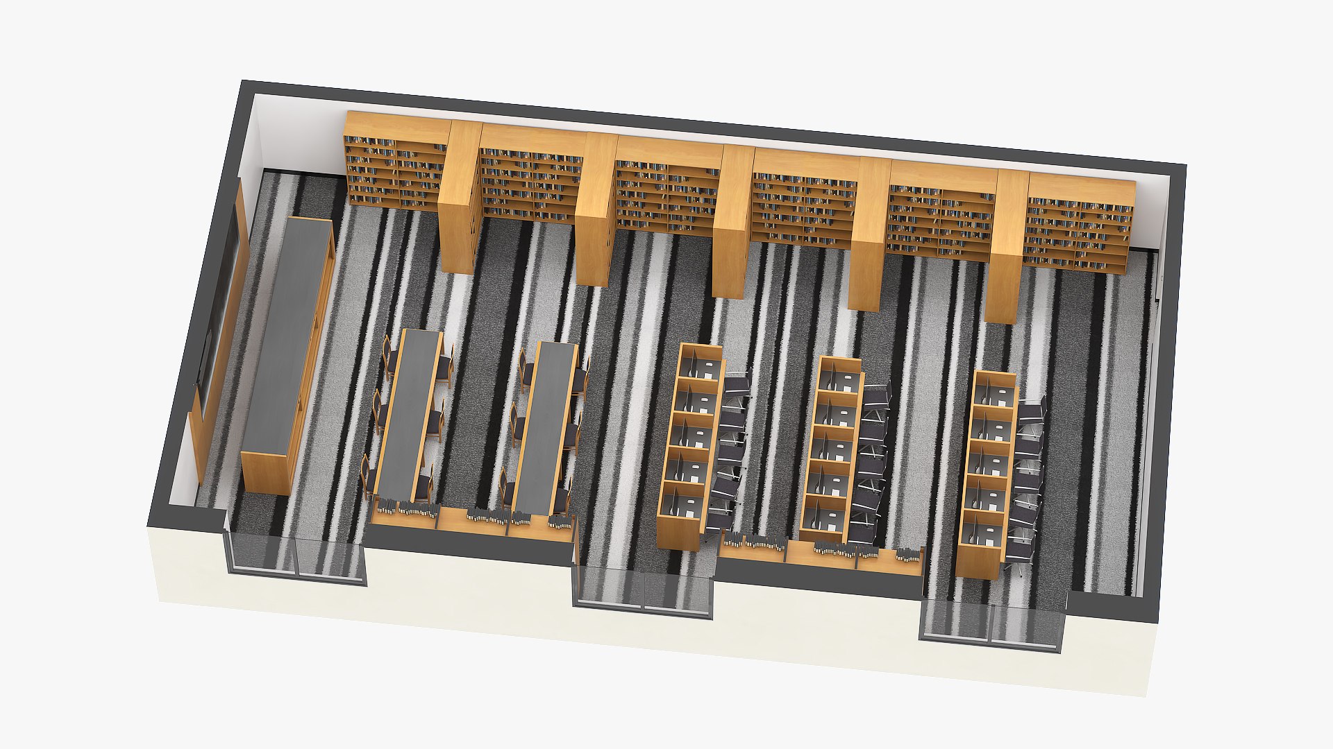 3D School Library Interior Model - TurboSquid 2383025