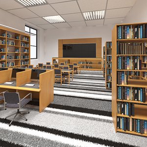 3D School Library Interior model