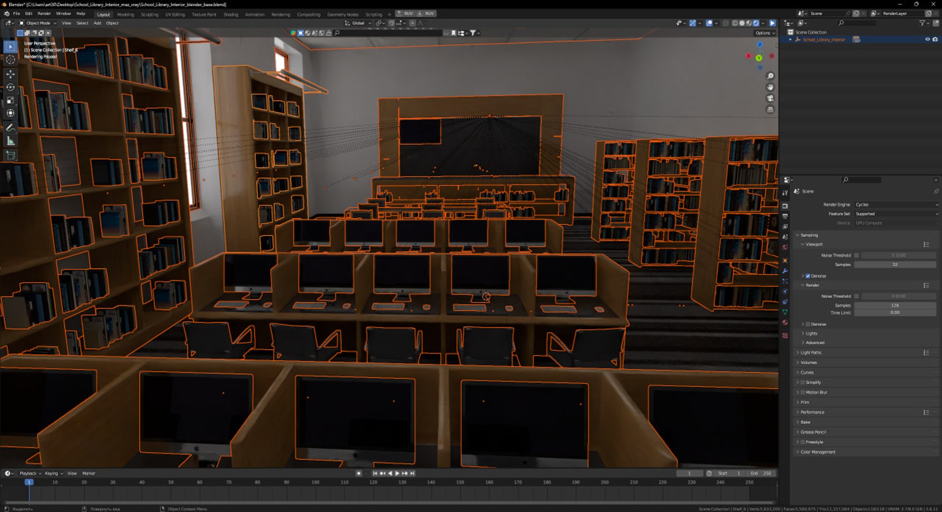 3D School Library Interior Model - TurboSquid 2383025